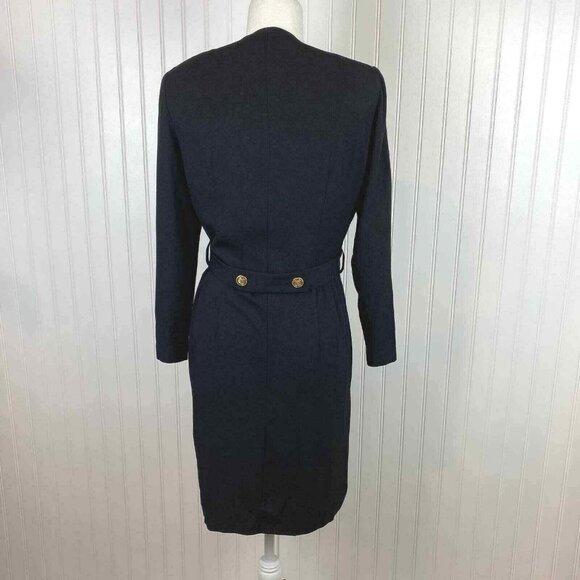 Taurus II Dress Womens 6 Petite Black Nautical Button Front Career Made USA VTG - Picture 4 of 9